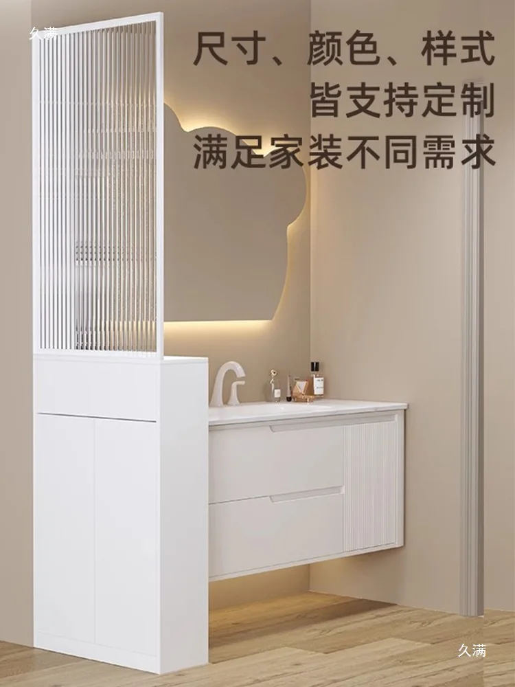 Honeycomb aluminum bathroom side cabinet toilet wet and dry separation half wall partition cabinet washstand side cabine