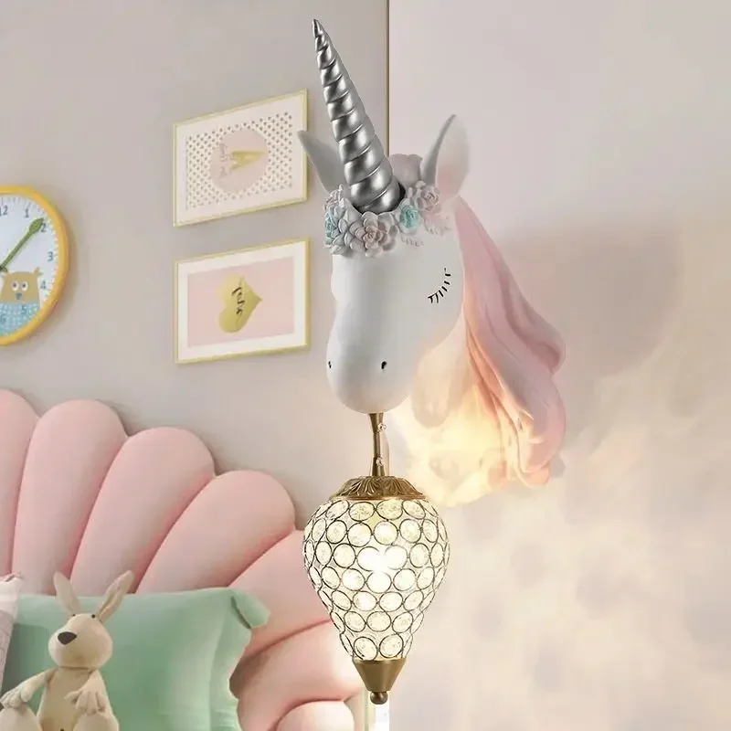 ELARA contemporain licorne applique créative salon chambre étude Villa hôtel chambre d'enfants allée LED décoration lumière