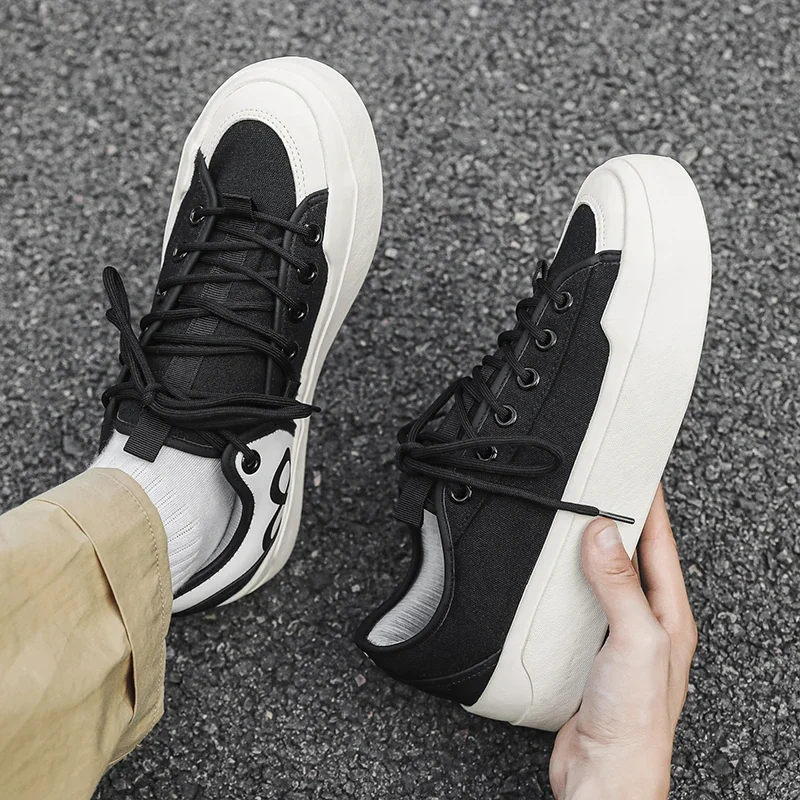 

Autumn Black Canvas Sneakers Men Fashion Casual Platform Men's Skateboard Shoes Outdoor Breathable Non-slip Vulcanized Shoes Man