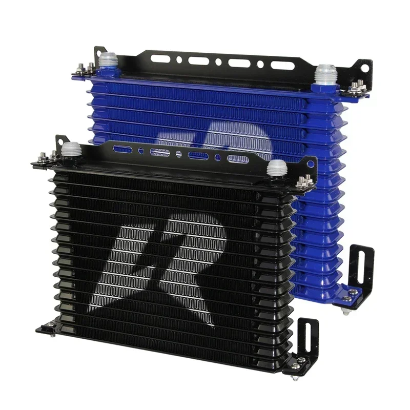 Universal LR Oil Cooler +Mounting Bracket 15 Row 262MM 10AN Engine Aluminum Black/Blue