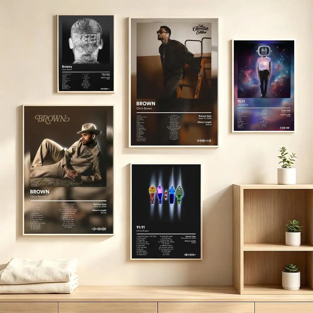 Rapper Chris Brown Poster Decorative Wall Art Mural Stickers Home Decor Gift for Living Room & Hallway
