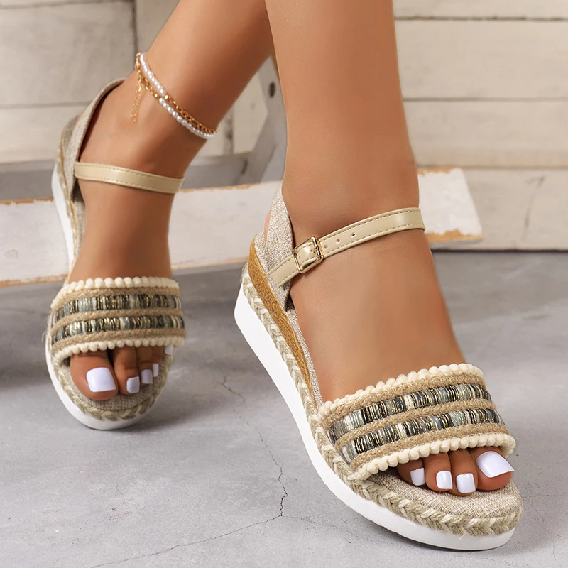 Women\'s Wedges Espadrilles Sandals Summer 2023 Non Slip Platform Roman Sandals Woman Lightweight Casual Walking Sandalias Mujer