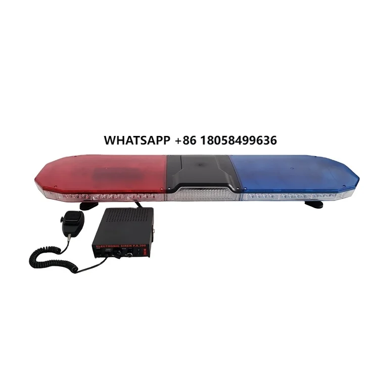 

100W Red Blue Ambulance Warning Strobe Flash LED Lightbar With Siren and Speaker