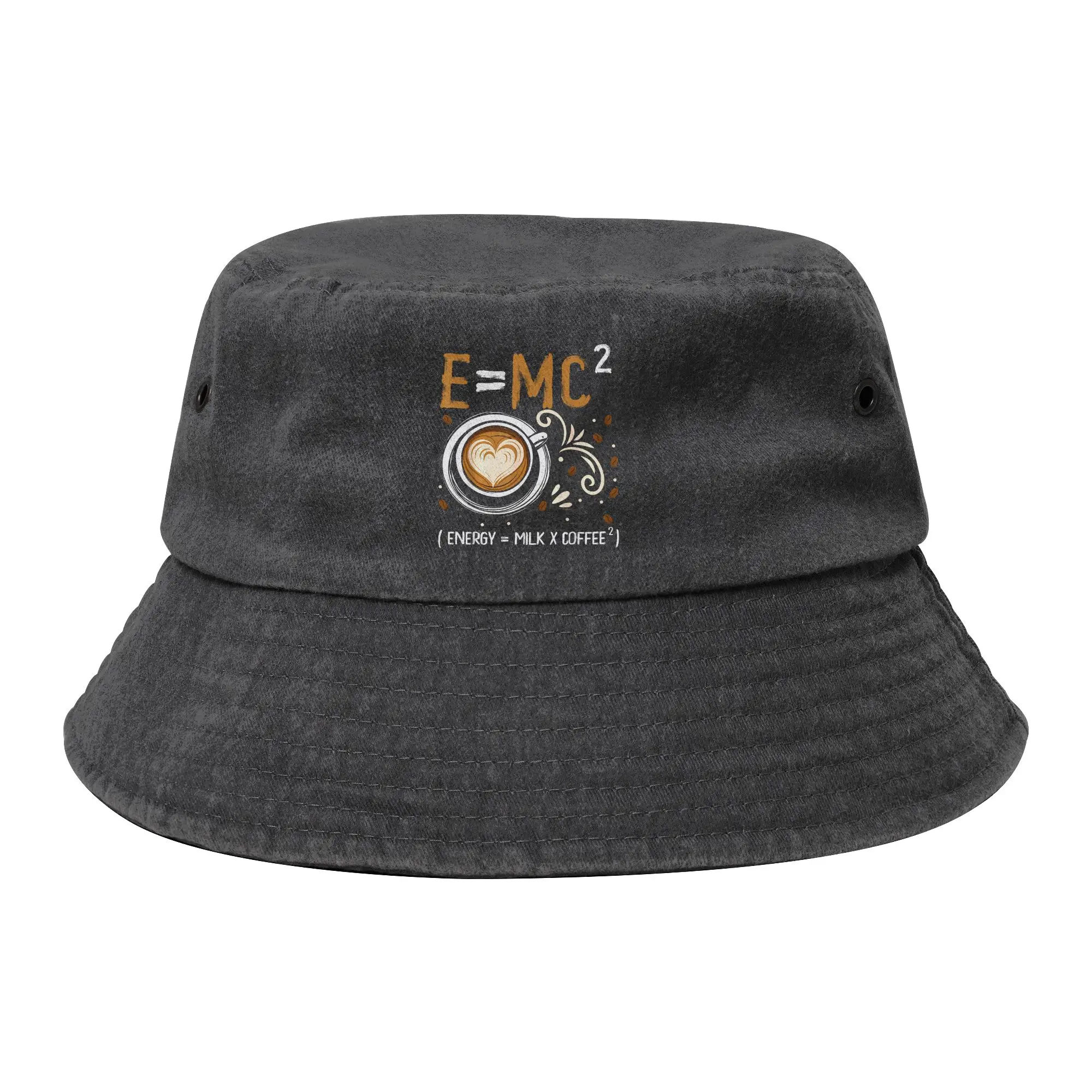 Spring Funny Chemistry Science Merch Bucket Hat Unisex Distressed Washed Sun Hat E=MC2 Milk Coffee Session Hats Fisherman Hat