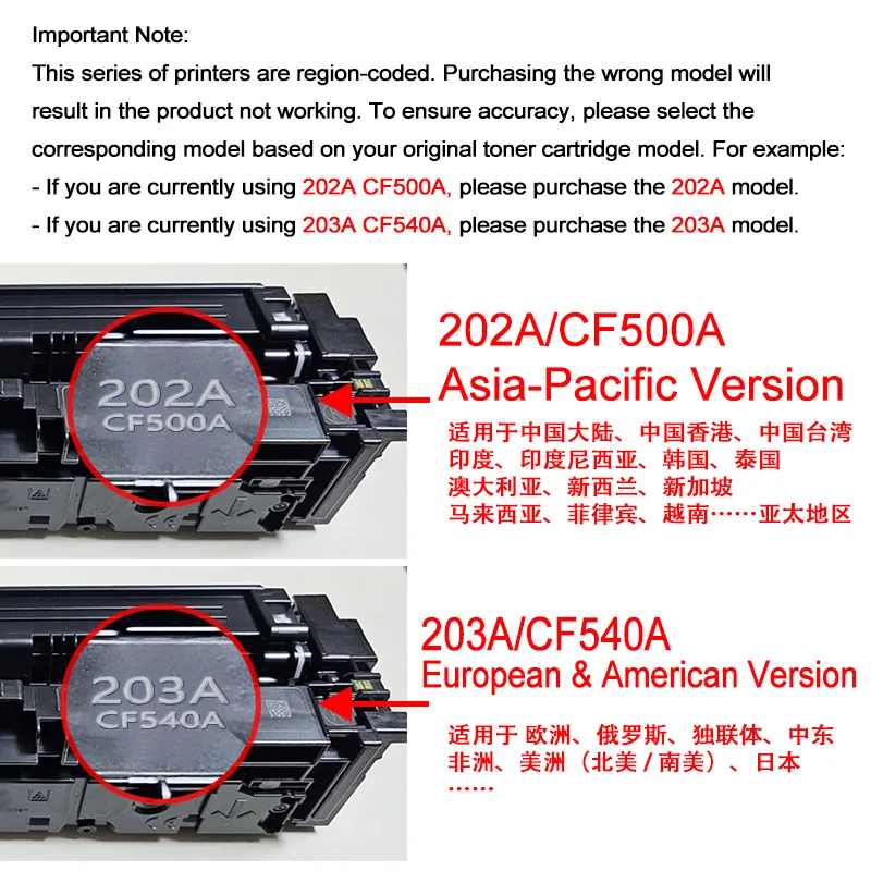 202A 203A CF5400A CF540A toner cartridge Compatible for HP Color Laserjet M254 M254dw M254nw  MFP M281fdn M281fdw M281cdw M280nw