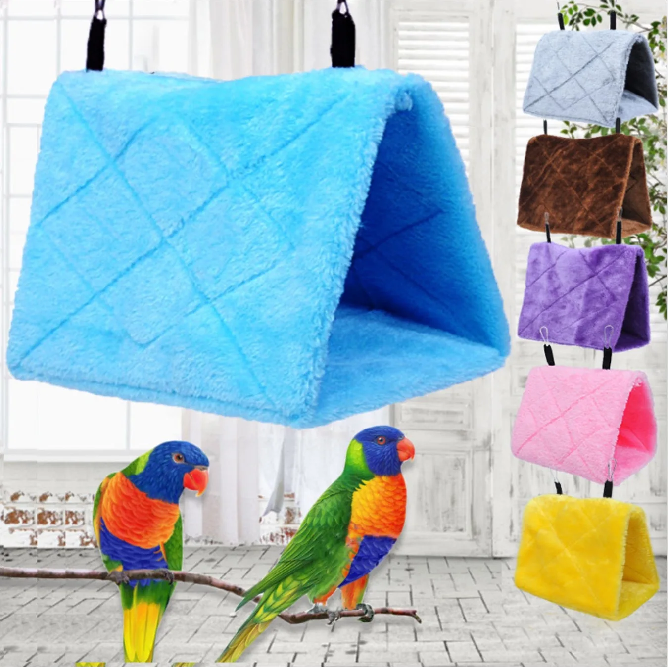 Triangular Bird\'S Nest Hamster Parrot Tent Small Animal House Mynah Starling Ferret Warm Cotton Cage Sleeping Bed Pet Supplies