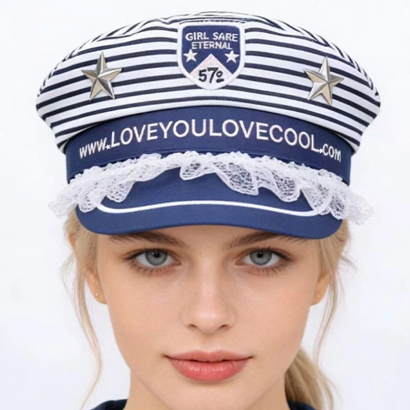 Adjustable Sailors Hat Polyester Blend Headwear Lace Look Perfect For Role Playing And Casual Wear