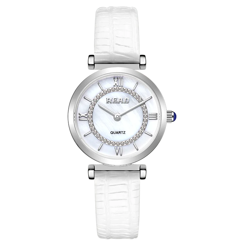 READ Women Quartz Wrist Watch | Elegant Dial | White Leather Strap | 30M Daily Waterproof | Ladies Analog Dress Watch
