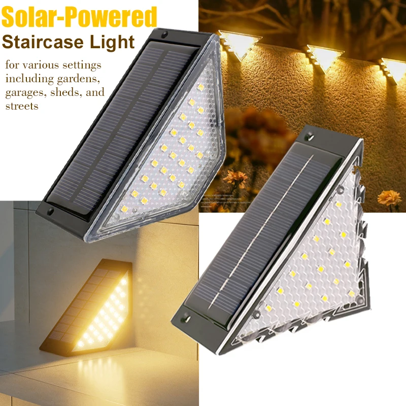 LED Solar Step Lights, Waterproof Outdoor Stair Lights, Solar Deck Lights Outdoor Solar Landscape Lighting for Yard, Patio