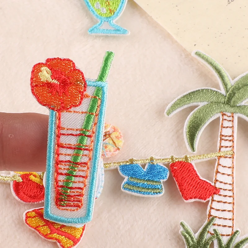 11 Stück Aufnäher mit Kokosnussbaum-Motiv zum Aufbügeln auf Kleidung, bestickte Aufnäher für Kinder, Aufkleber-Sets, zum Nähen von Jacken, zum Selbermachen, thermoadhäsiv – Detail 4