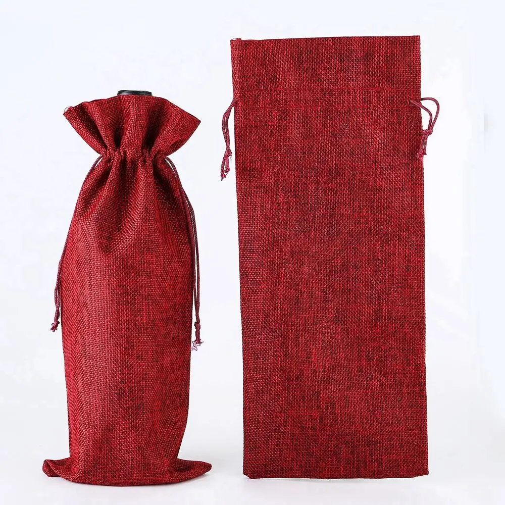 

10pcs/set Wine Bags Red Wine Bottle Covers 750ml Gift Champagne Pouch Burlap Packaging Bag Wedding Party Decoration