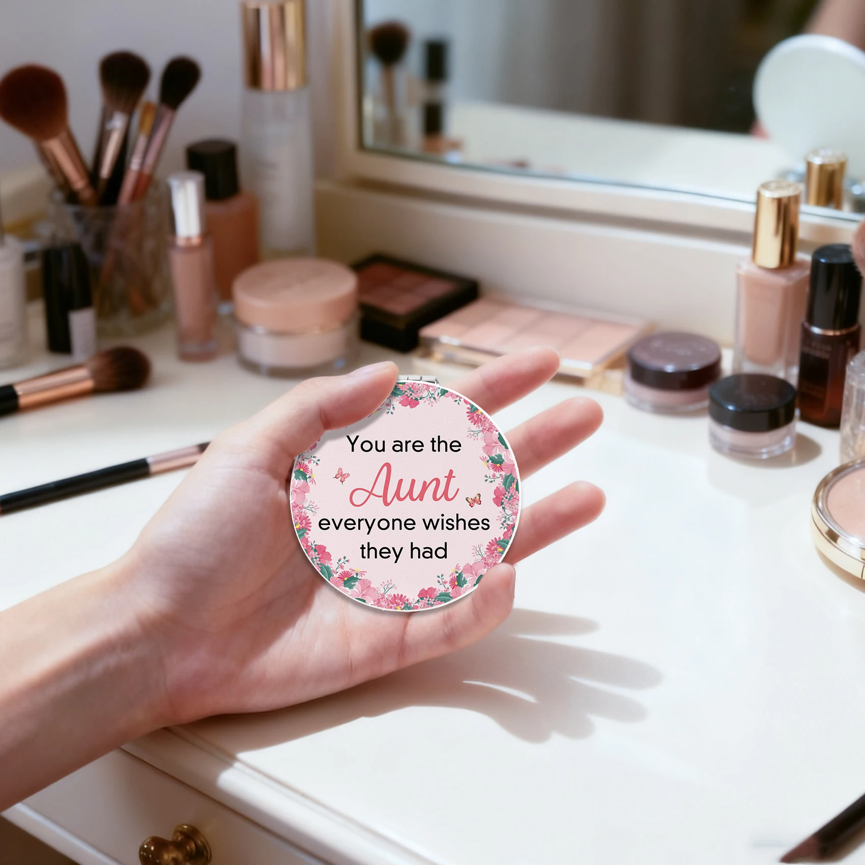 Cute Mini Pocket Makeup Mirror Cosmetic Compact Portable Mirrors Dual Sides Stainless Steel Cosmetic Makeup Mirrors