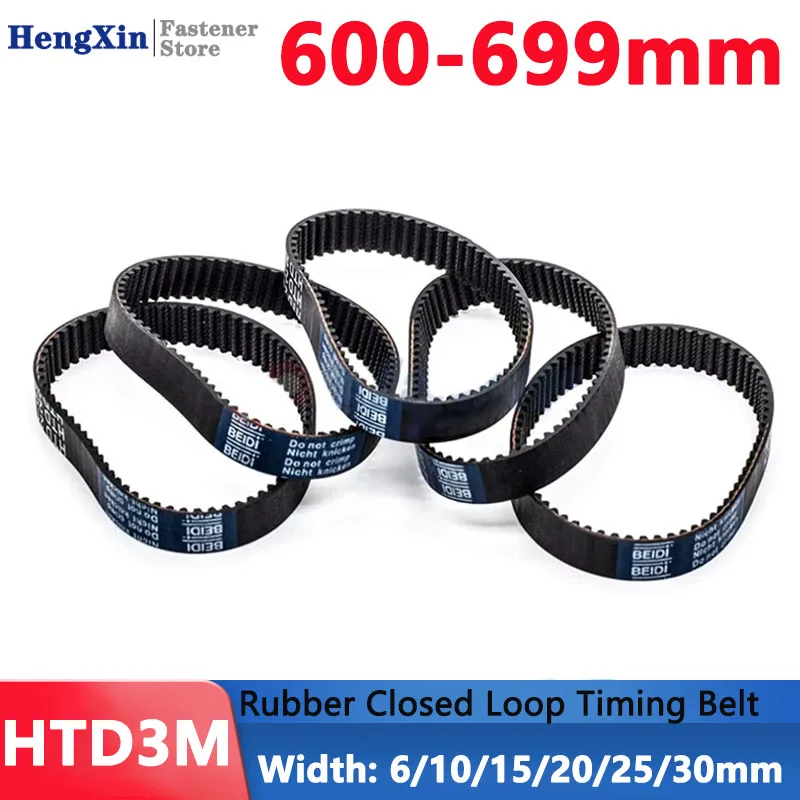 

Belt Perimeter 600mm To 699mm HTD3M Timing Belt Rubber Closed Loop Synchronous Belt Width 6 10 15 20 25 30mm Pitch 3mm Arc Tooth