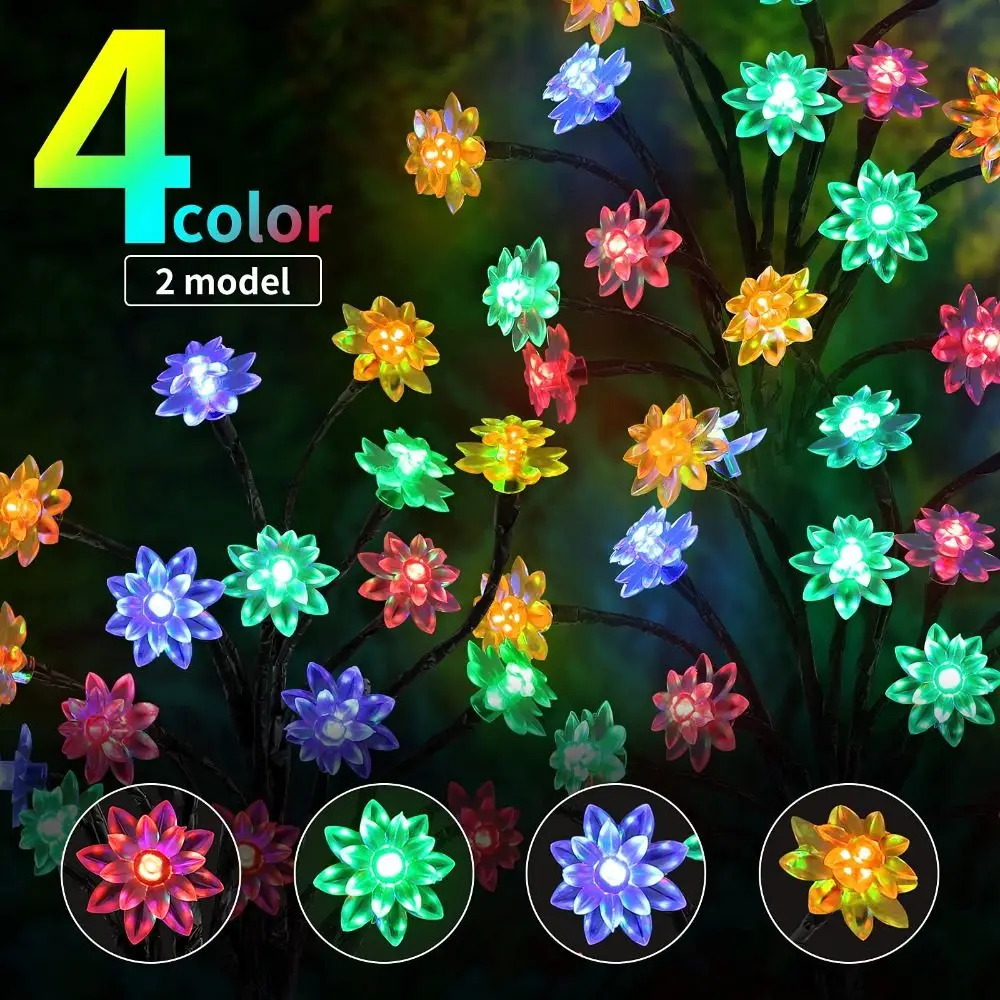 طبقة مزدوجة تصميم أضواء زهرة اللوتس الشمسية للماء تعمل بالطاقة الشمسية أضواء الشمسية الدافئة الأبيض IP55 ضوء الحديقة الأرضية #2