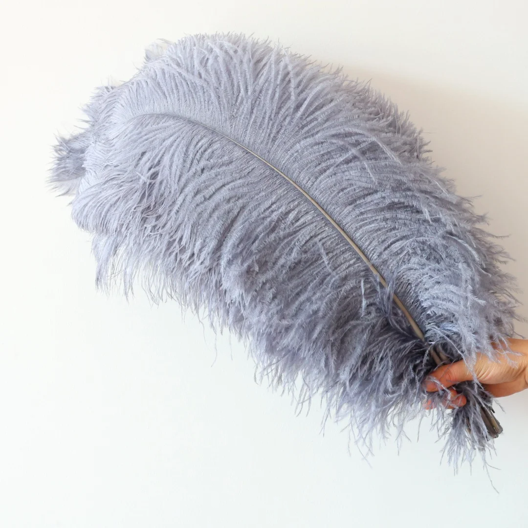 

50pcs Grey Ostrich Feathers Natural Plumes For 65 70cm Wedding Decoration Party Carnival Craft Centerpiece Table Accessories