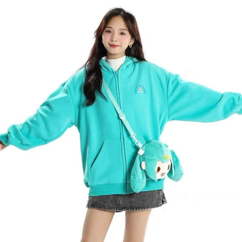 Hatsune Miku cute creative long ear hooded sweatshirt jacket holiday gift cartoon anime movie character casual loose cardigan