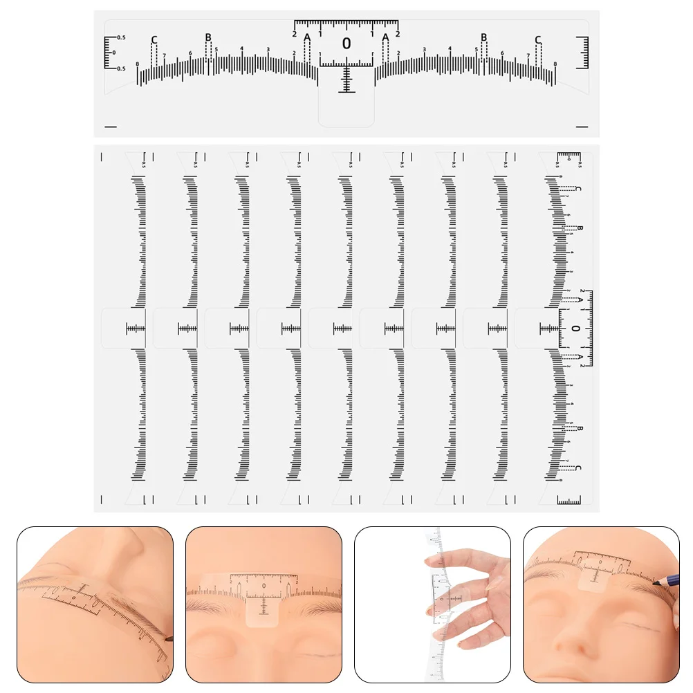 10 Pcs Eyebrow Tattoo Ruler Marker Shaper Convenient Line Positioning Disposable Drawing Pvc for Women Tools Professional