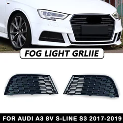 Honeycomb Mesh For AUDI A3 8V S-LINE S3 SPORTBACK 2017 2018 2019 Car Front Bumper Fog Light Grille Fog Lamp Cover Racing Style