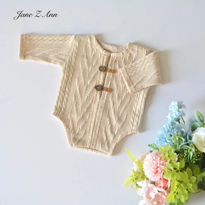 Newborn Photography Knitted jumpsuit Baby boys girls twins multi-color button outfits