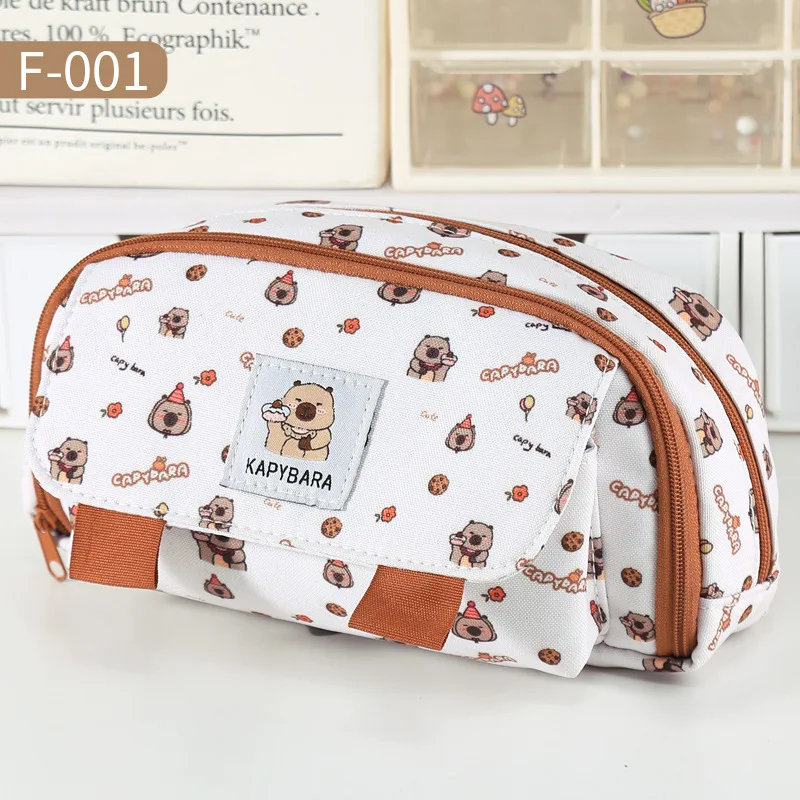 

Capybara Four Layers Large Capacity Pencil Bag Cartoon Children Stationery Organizer Storage Bag Students Pen Pouch Kids Gift