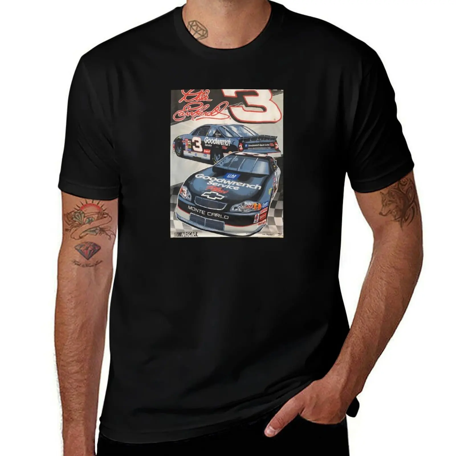 Dale Earnhardt The 3 Car T-Shirt Anti-Fade Casual Tee Shirt T-Shirt