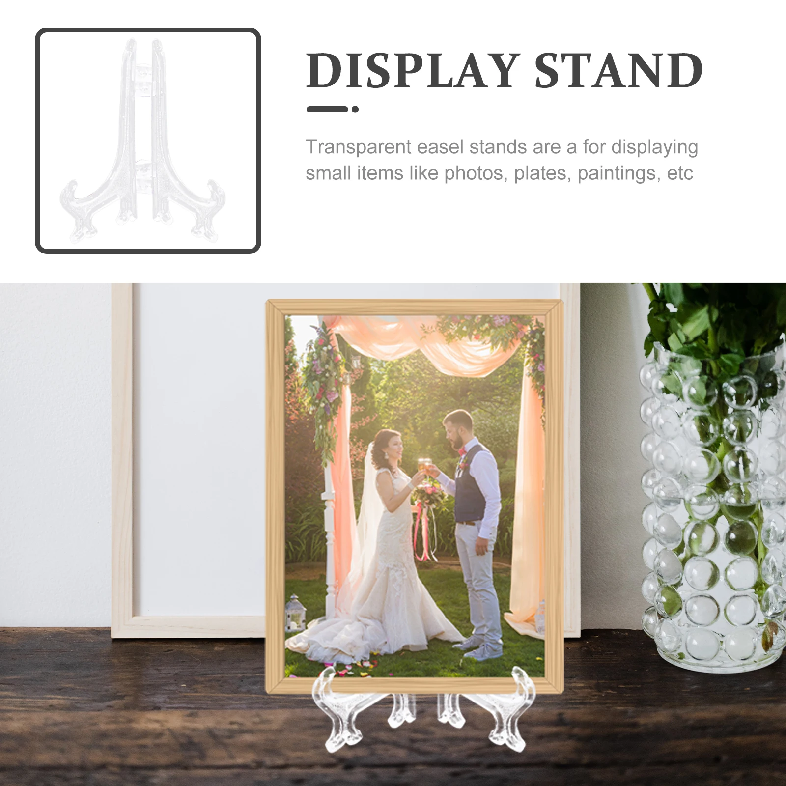

12pcs Clear Easel Display Stand Foldable Plate Holder Transparent Storage Rack For Photos Paintings Kitchen Home Decor