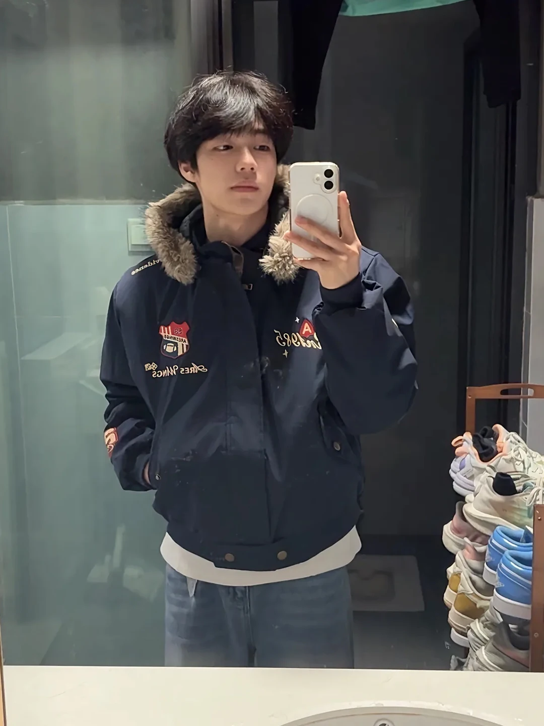 

Thiened Warm Cotton Jaet Men's ort Sle Winter Coat Polyester Fiber Hooded Workwear Outerwear Youth Faion Casual Wear