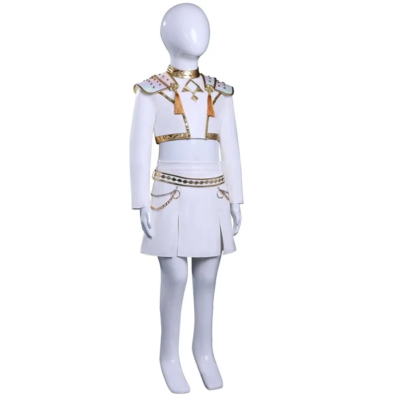 Rumi zoey mira cosplay kpop demônio caçadores traje meninas crianças branco cantando terno festa de halloween ídolo role play outfits