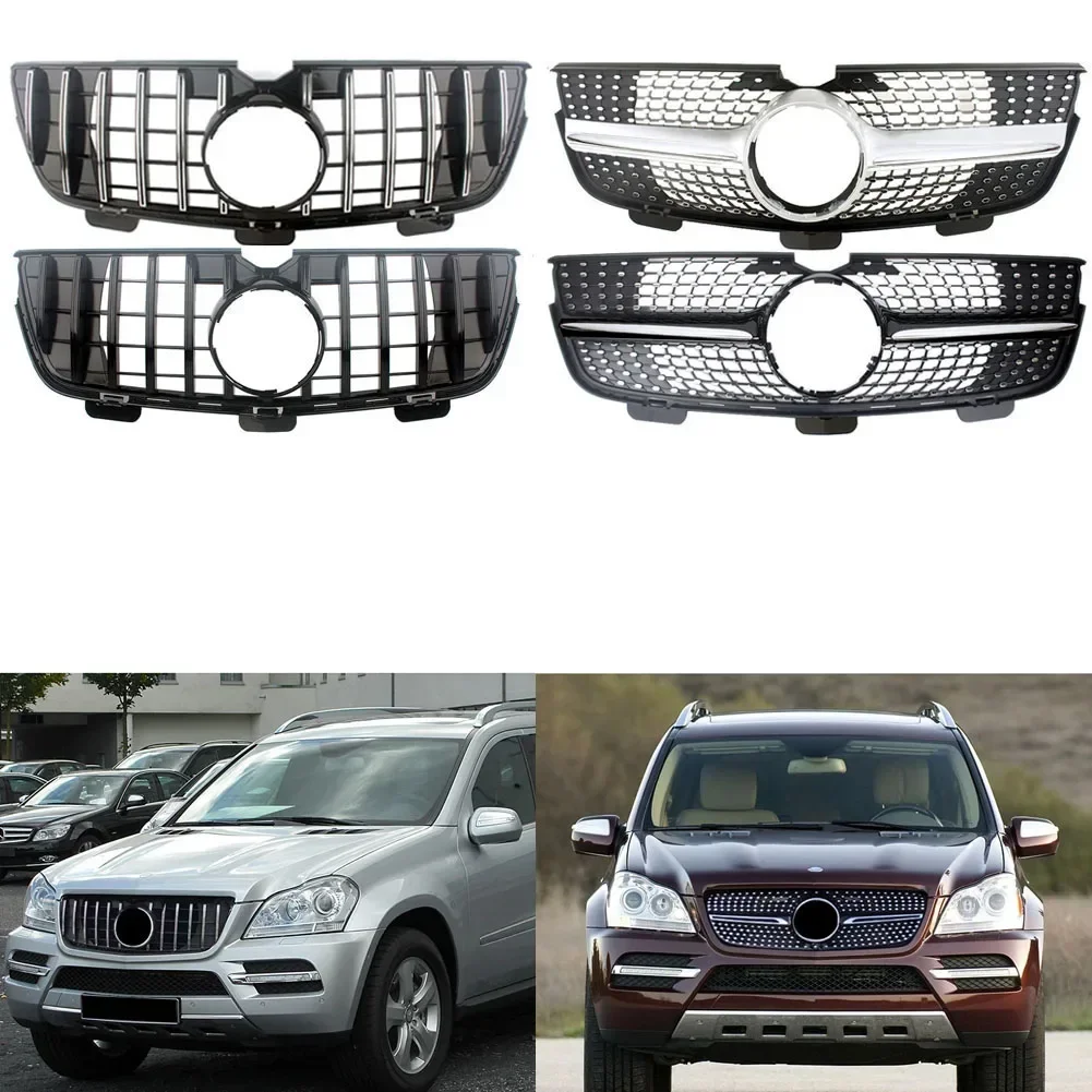 

Front Bumper Racing Grill Upper Grilles Cover For Mercedes-Benz X164 GL-Class 2010 2011 2012 2 Fins