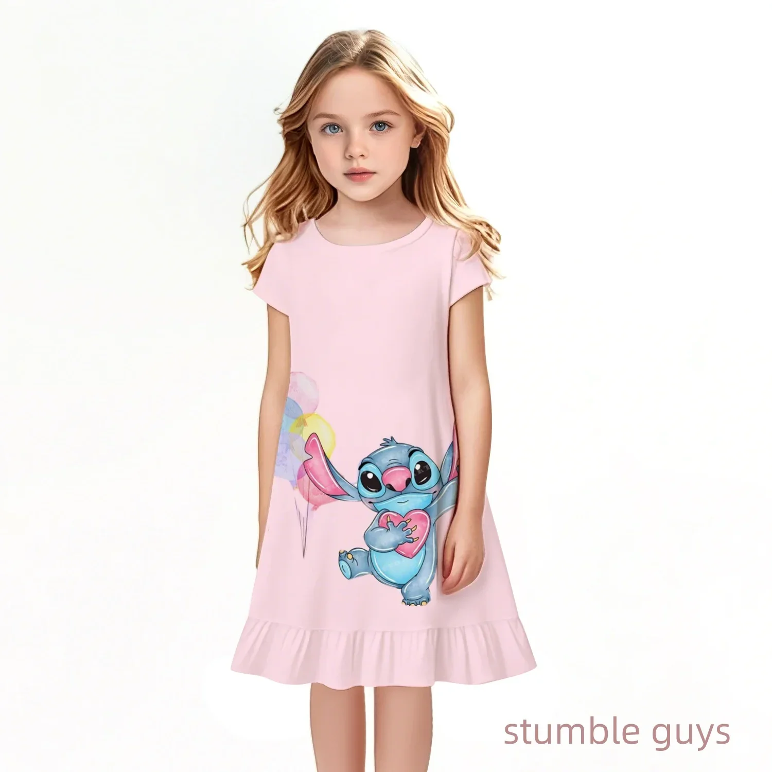 

New Kids Nightdress Cartoon Dress Printing Sleepwear Girls Nightgowns Children Party Dresses Pajamas Girls Pleated Edge Dress