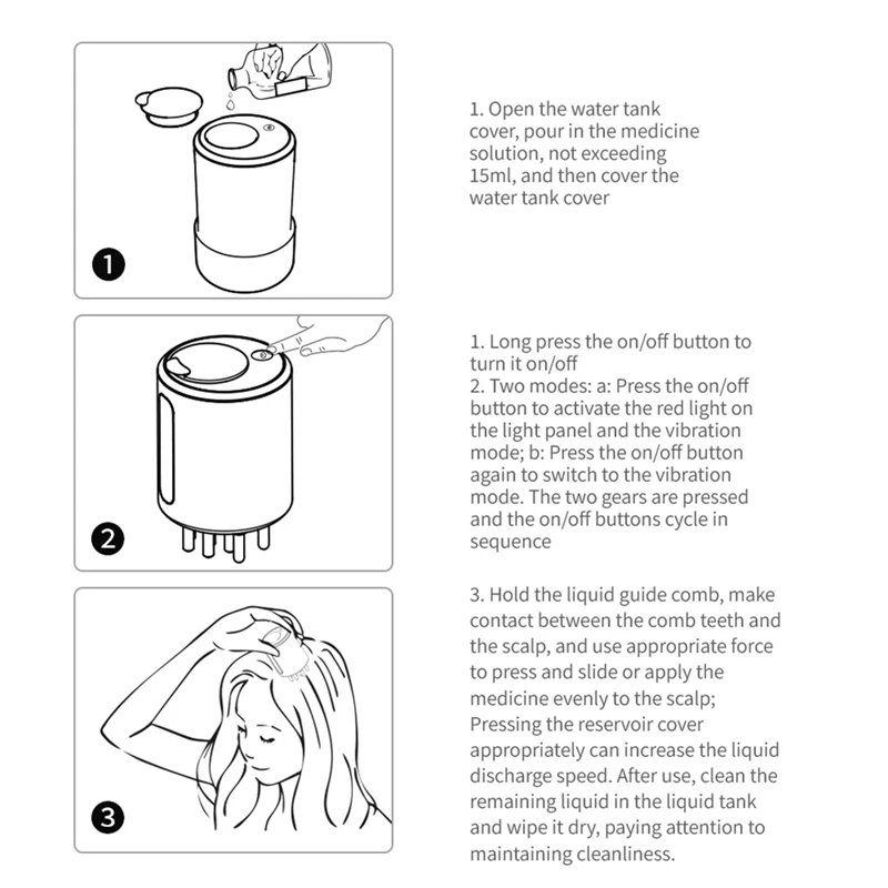 Terapia de luz vermelha massageador do couro cabeludo tratamento capilar aplicador de óleo pente 1 conjunto leitoso