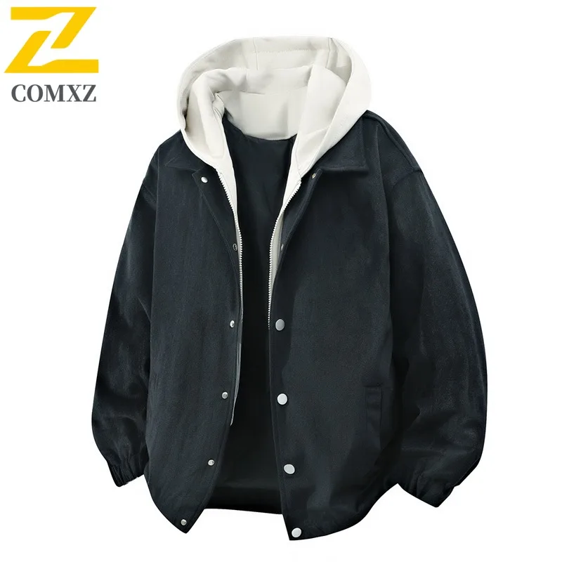 COMXZ 2025 Men Rider Jacket 2025 New Hooded Hunting Hiking Fly Fishing Casual Sport Shirt Jacket New Mens Solid Color Coat