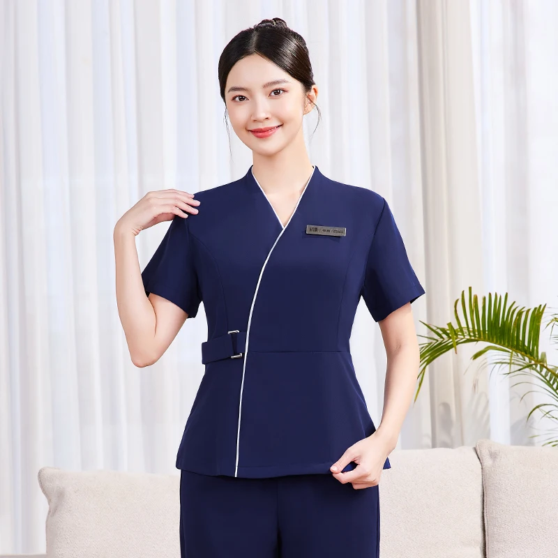 2025 Schoonheidsspecialiste Werkkleding Set Vrouwen Voetenbad Spa Gezondheidscentrum SPA Oorpluktechnicus Pak Schoonheidssalon SPA Uniform Elegant