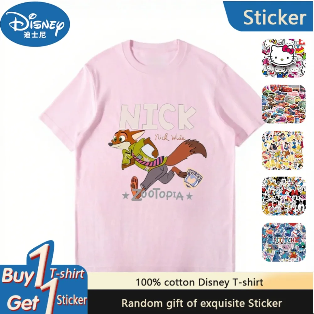

Summer Parent-child Clothing Disney Crazy Animal City Short-sleeved Men and Women Judy Nick Joint Couple Clothing Loose Clothes