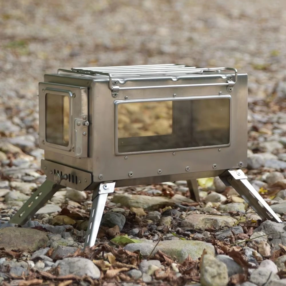Stainless Steel Double-Glass Portable Stove Modern Design for Outdoor Camping and Survival Use