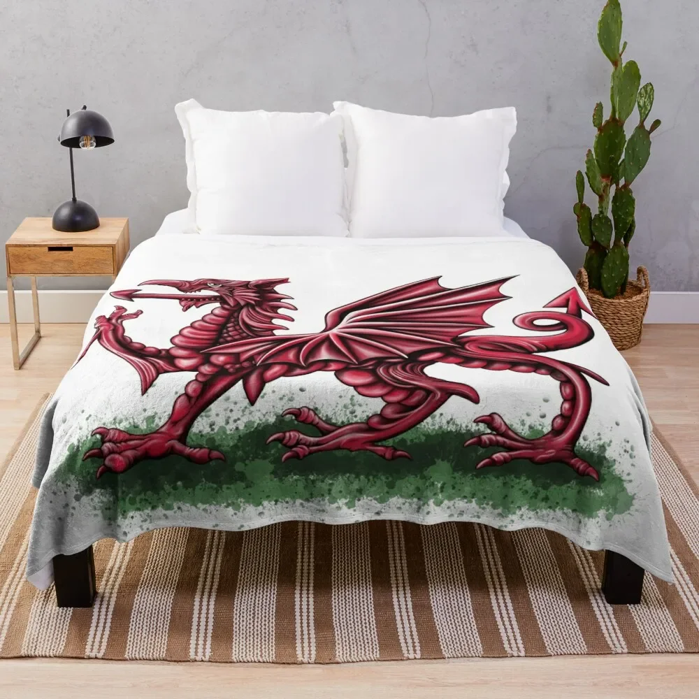 Welsh Flag Dragon Throw Blanket funny gift Travel Blankets