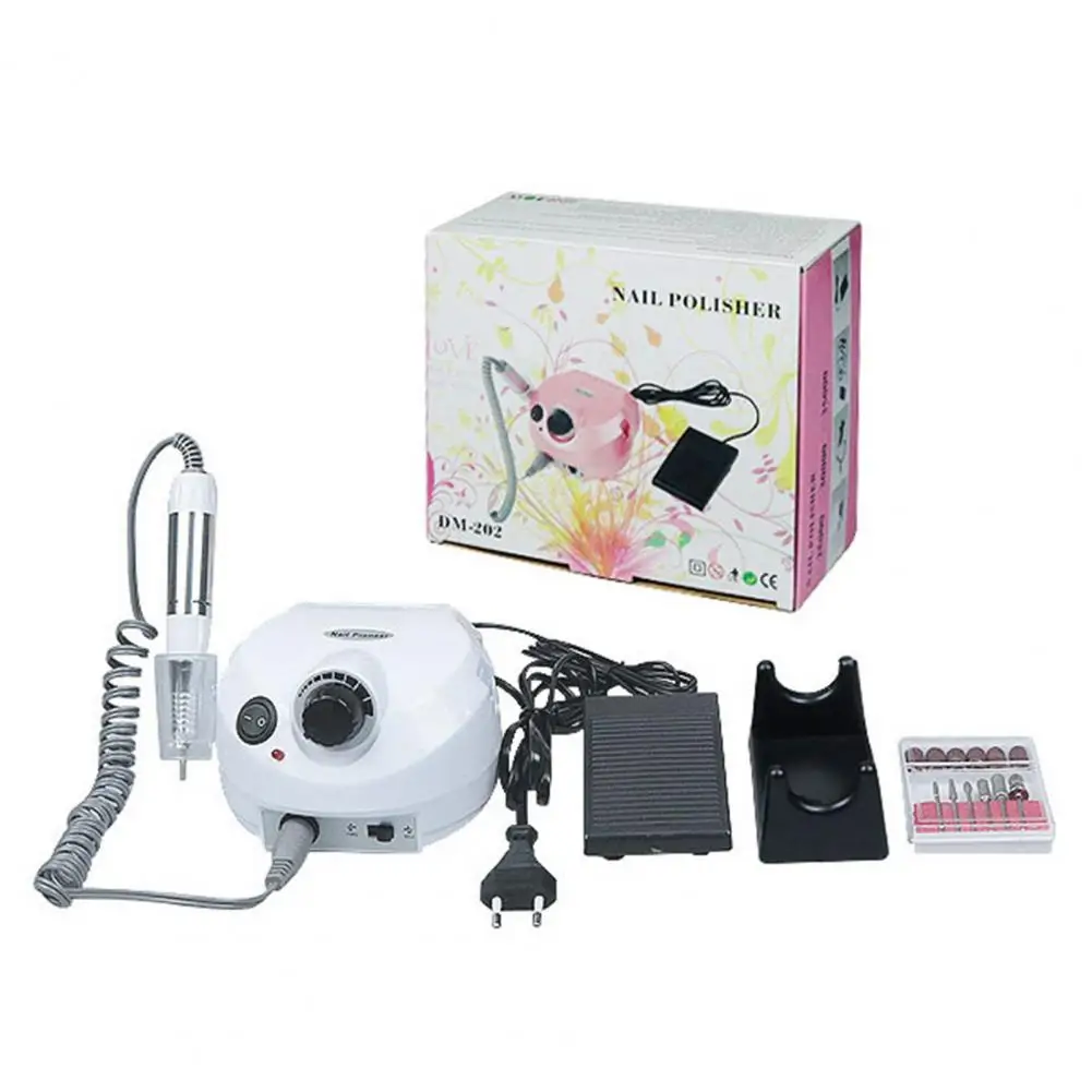 Multi-functional Nail Polisher Electric Nail Drill Machine with 6 Grinding Heads High Speed Nail Polisher for Manicure Pedicure