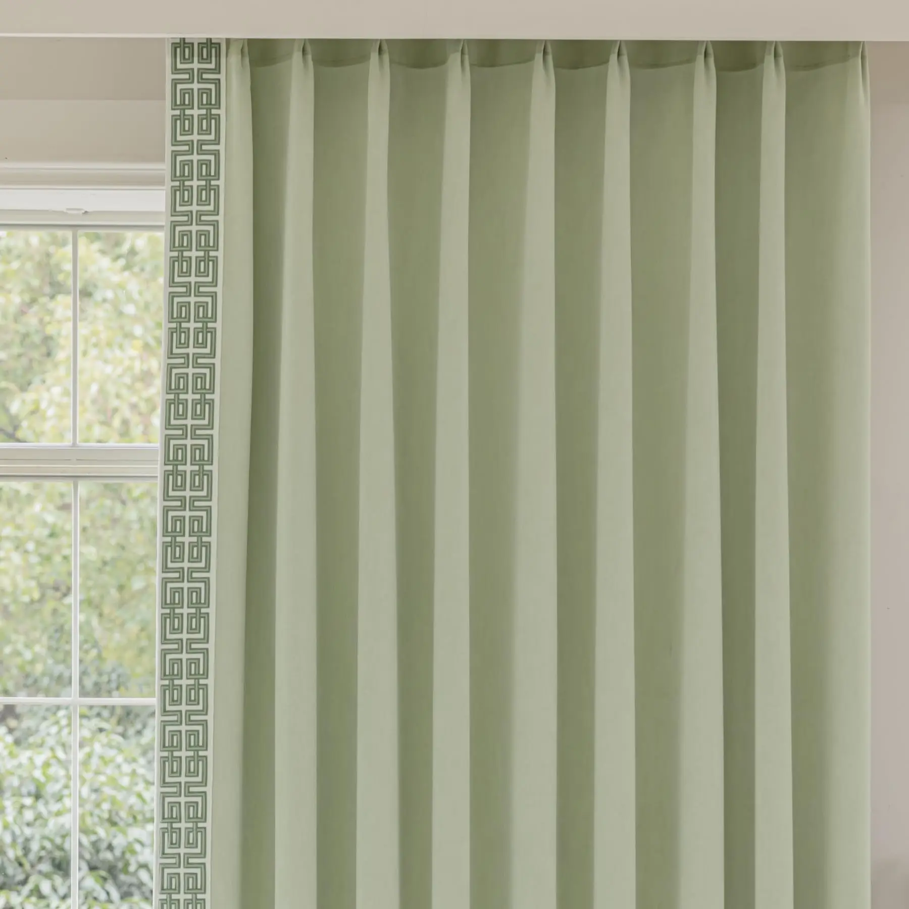 Cotton Blend Curtains,Pinch Pleat Tape Trim Drapes,Embroidered Trim Memory Shape Trained (Mint Green,50