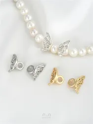 14K Gold-coated Butterfly Wings with Rubber Beads Separated By Beads Handmade String Crystal Pearls Hand Jewelry Accessories