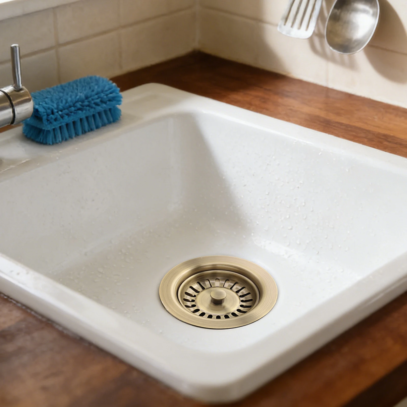 Efficient Drainage Waste Drainer PVD Copper Plating Easy Installation Kitchen Sink Basket Strainer Sturdy Construction