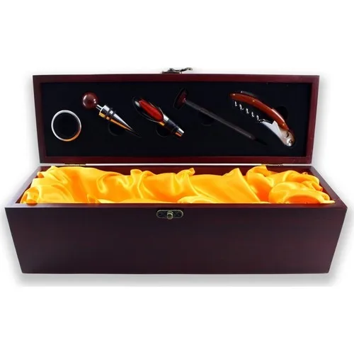 Sendealgelsin Gift Deluxe Wooden Wine Box Set Tirbüşonlu Accessorized