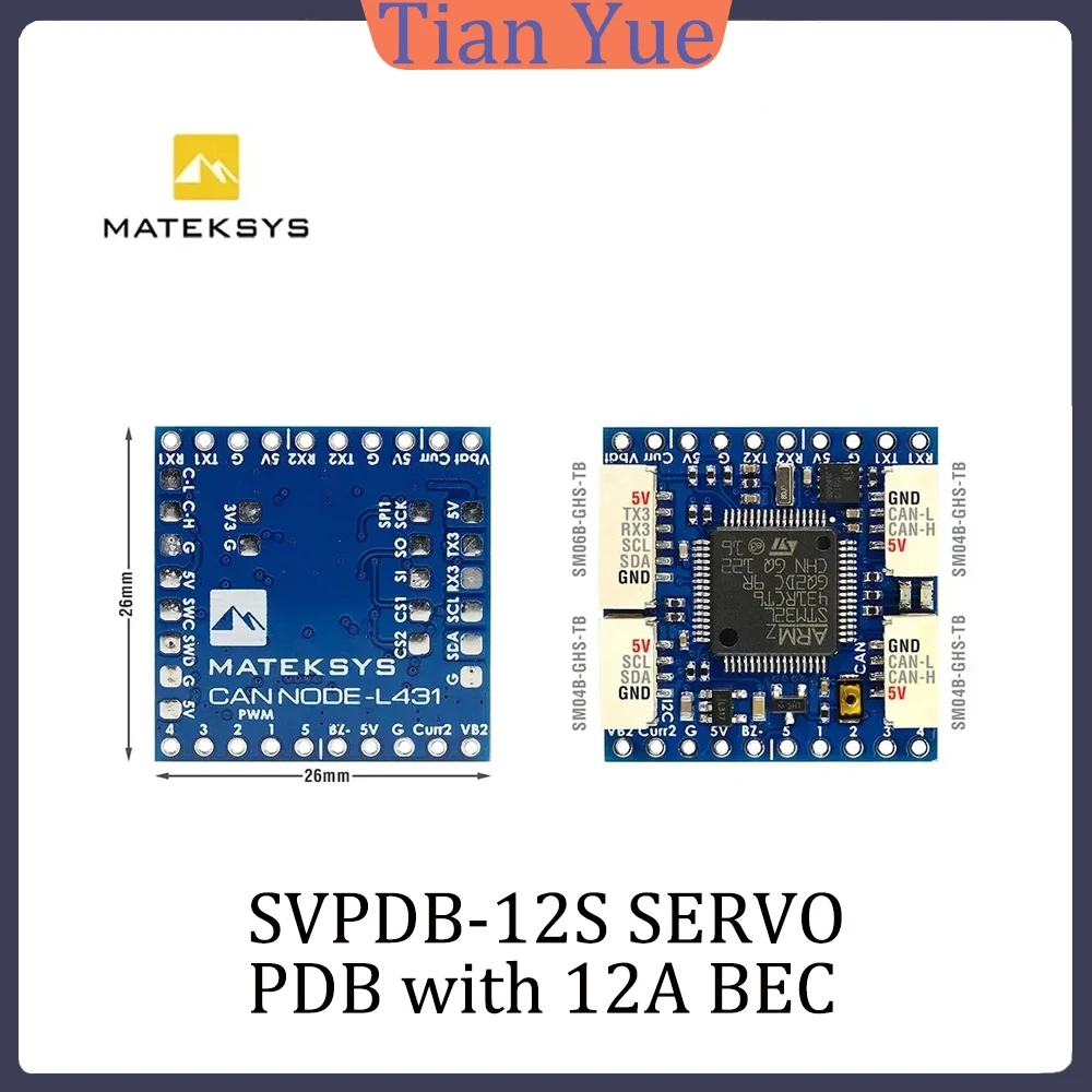 

MATEK 2026 CAN-L431 AP_Periph CAN Node DroneCAN L431 (26x26mm) GNSS Compass Barometer Airspeed Sensor for ArduPilot