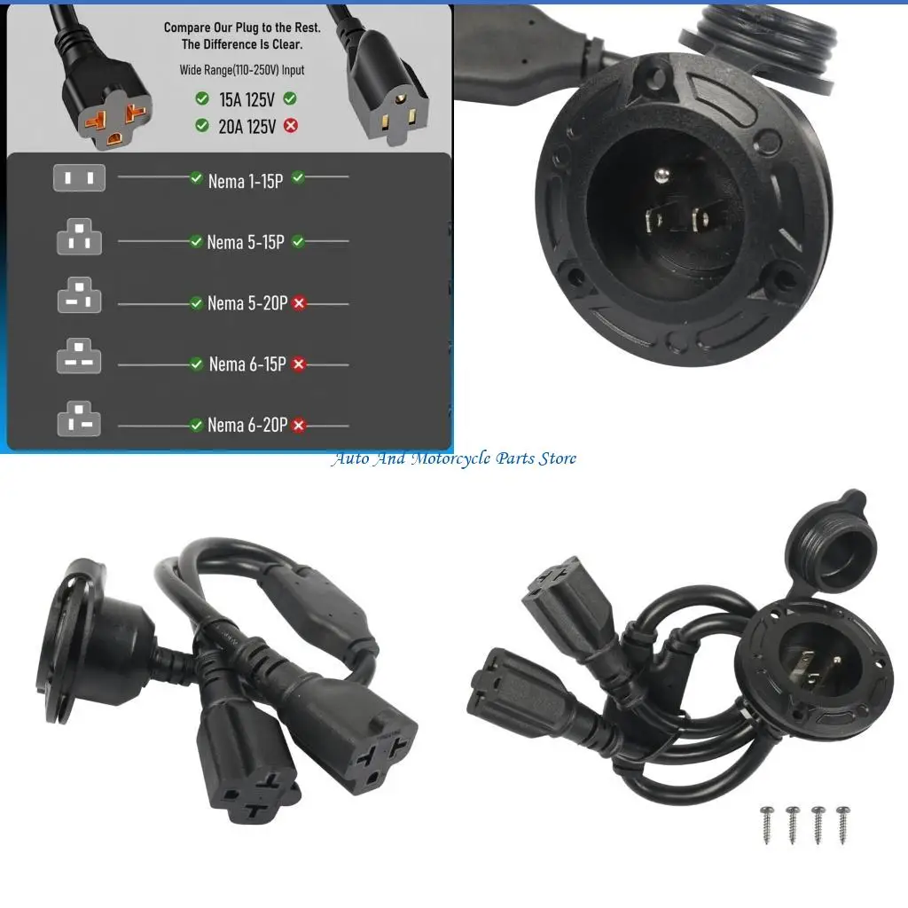 P9FD Upgrades Power Cord Double Outlet Power Distribution Box Multiple Purpose Universal Compatibility for Various Devices