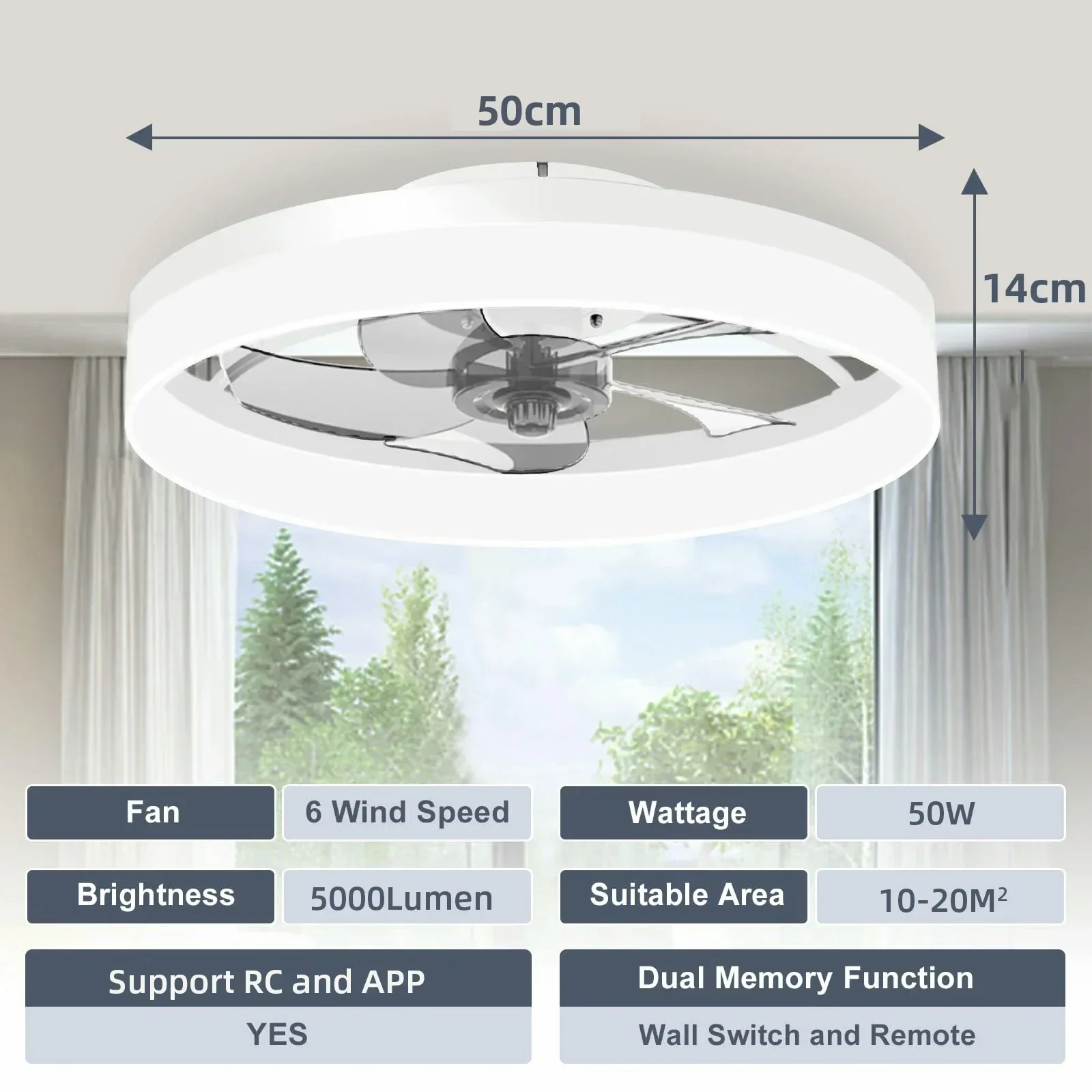 Nordic Deckenventilator Licht Intelligente Fernbedienung 5-Blatt-Funktion Ventilator Deckenleuchte für Schlafzimmer Lobby Wohnung Esszimmer