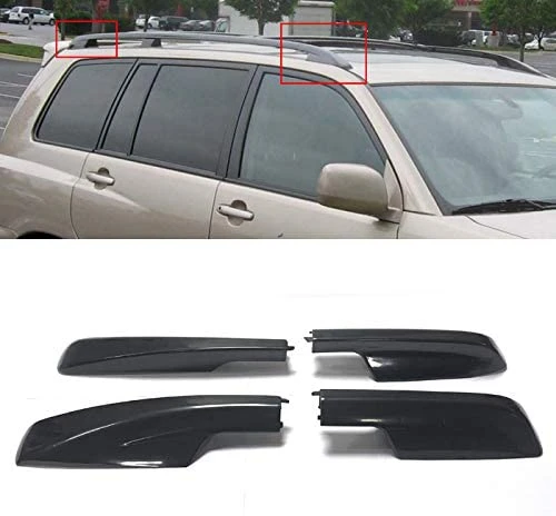 

FER-p4Pcs Black Roof Rack Cover Rail End Shell for Toyota Highlander XU20