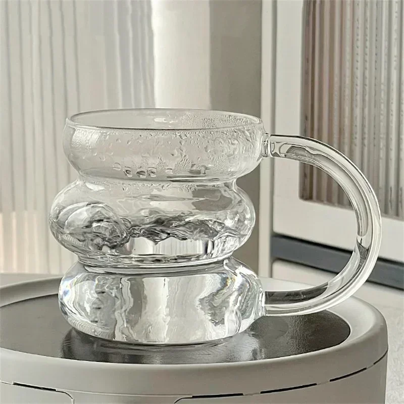 Ins Style Transparent Glass Cup Irregular Heat Resistant Coffee Mug Summer Drinks Milk Juice Water Cup Cocktail Beer Glass Cups