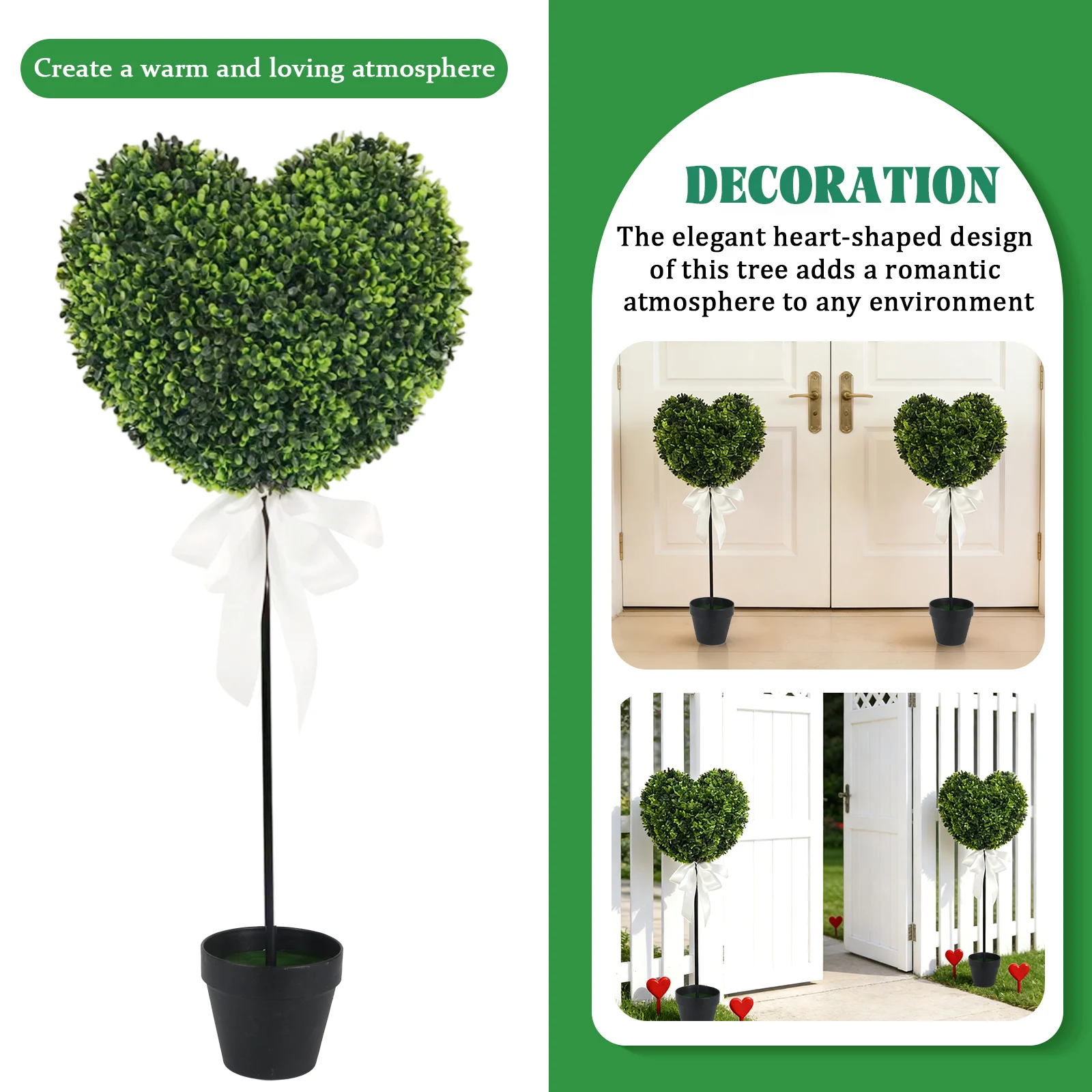

Декоративный шар-гирлянда в форме сердца с имитацией зелени для улицы и дома, в цементном горшке