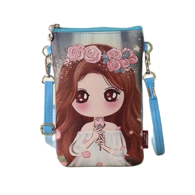 Donne PU Leather Cartoon Prints Mini Handbag borse a tracolla a tracolla da donna borsa per telefono piccola borsa per soldi Bolso per ragazze