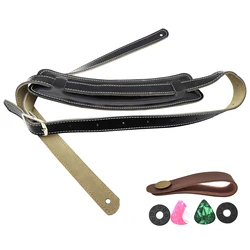 Real Leather Shoulder Padded Guitar Strap Soft Durable Widen Electric Acoustic Guitar Bass Belt 47