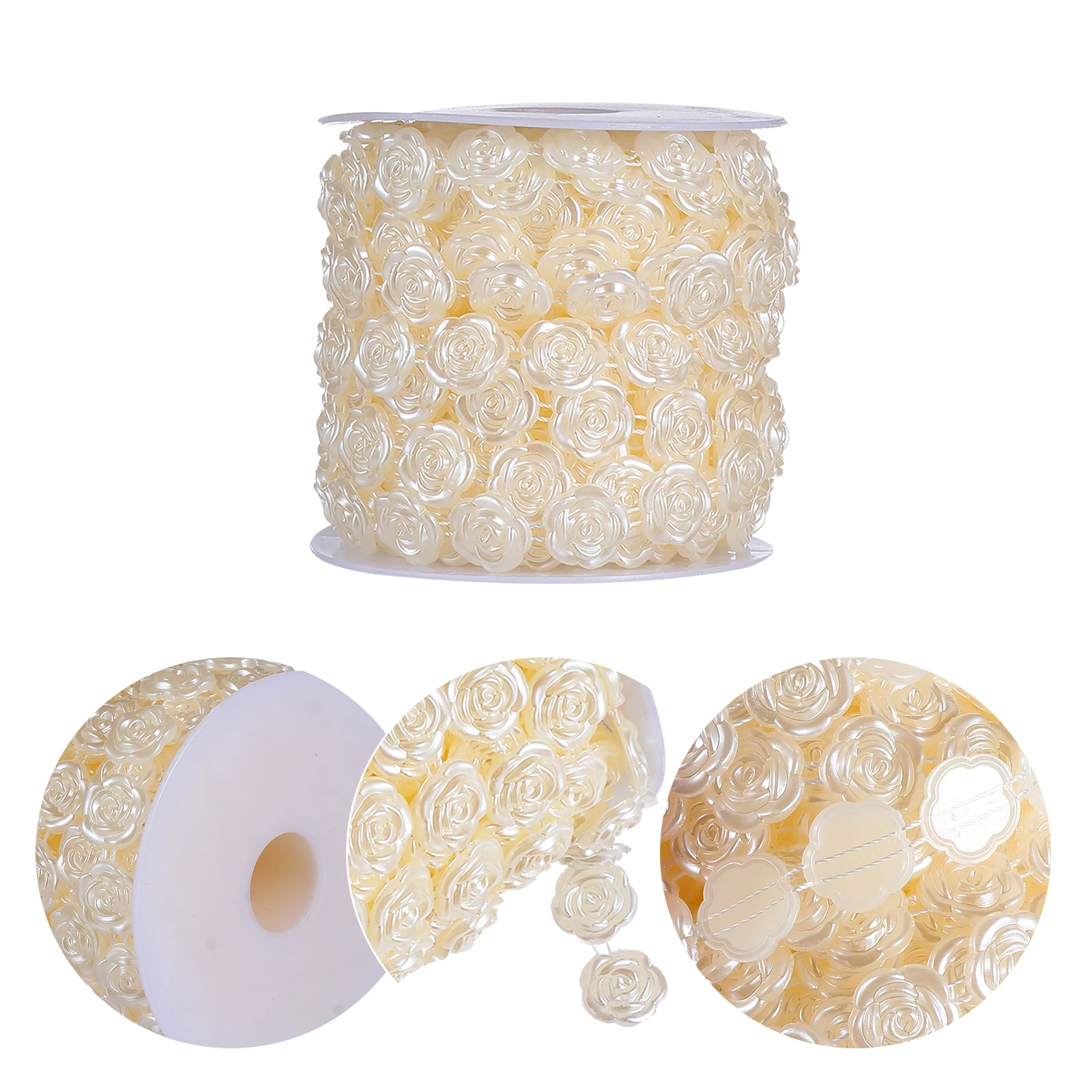 

Plastic Rose Embellishments Applique Sewing Crafts Decoration Bead Trim Chain Wedding Party Accessories for Headbands Shoes